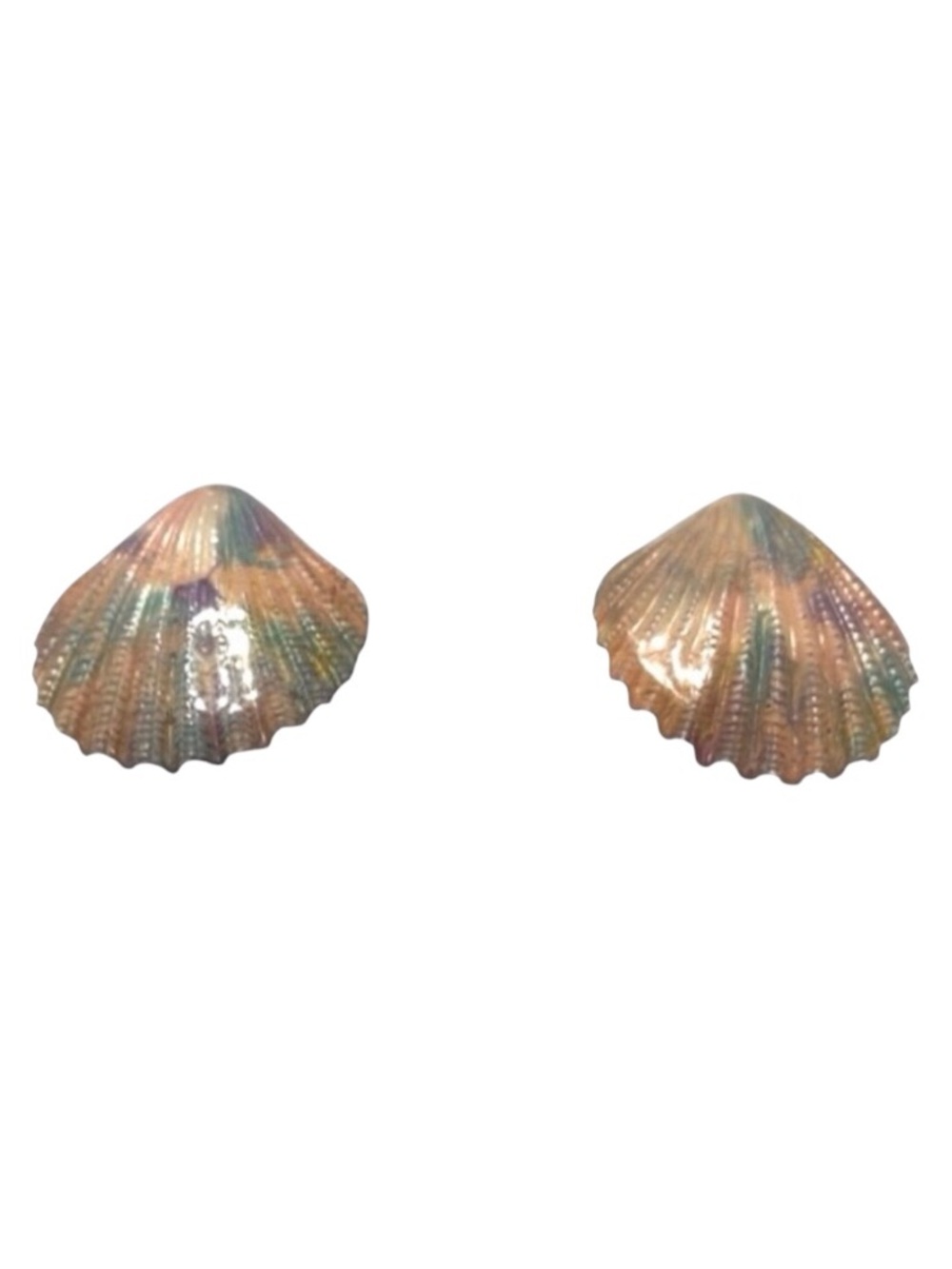 Vintage 80’s Shell Design Post Earrings in Pastel Colors. Pre Owned